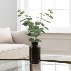 Artificial Eucalyptus In Black Vase