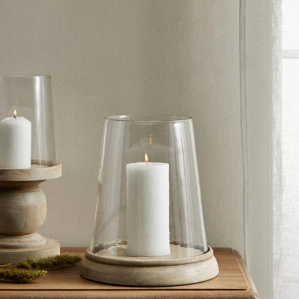 Churchgate Wood Glass Hurricane Candle Holder - Image 2