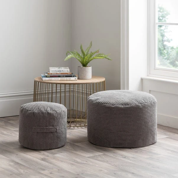 Jenson Charcoal Waffle Pouffe - Image 5