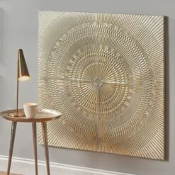 Antiqued White And Gold Textured Metal Wall Art