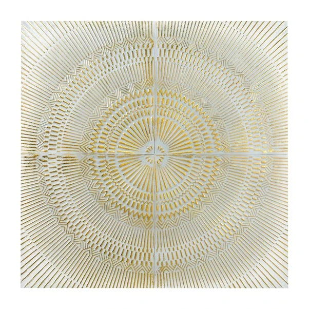 Antiqued White And Gold Textured Metal Wall Art - Image 2