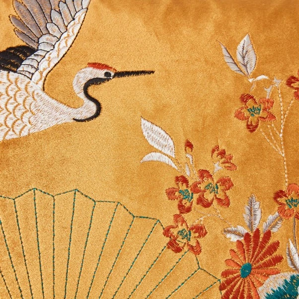 Embroidered Crane Cushion Cover - Image 2