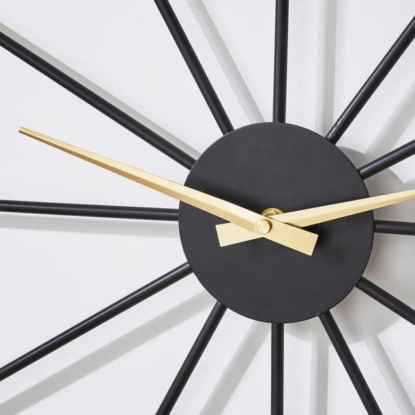 Elements Sputnik Wood Effect Wall Clock - Image 2