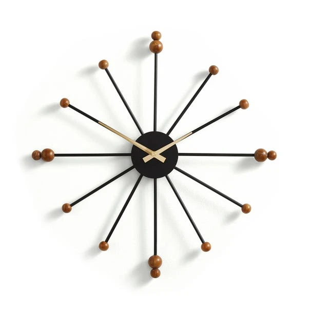 Elements Sputnik Wood Effect Wall Clock - Image 3