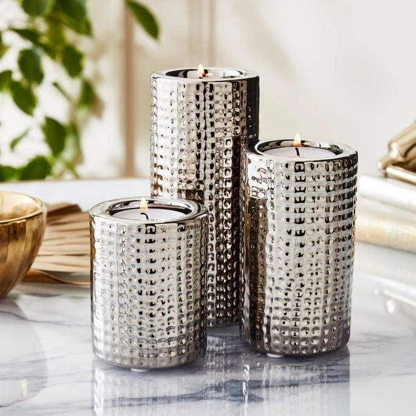 Set Of 3 Dimpled Tealight Holders - Image 5