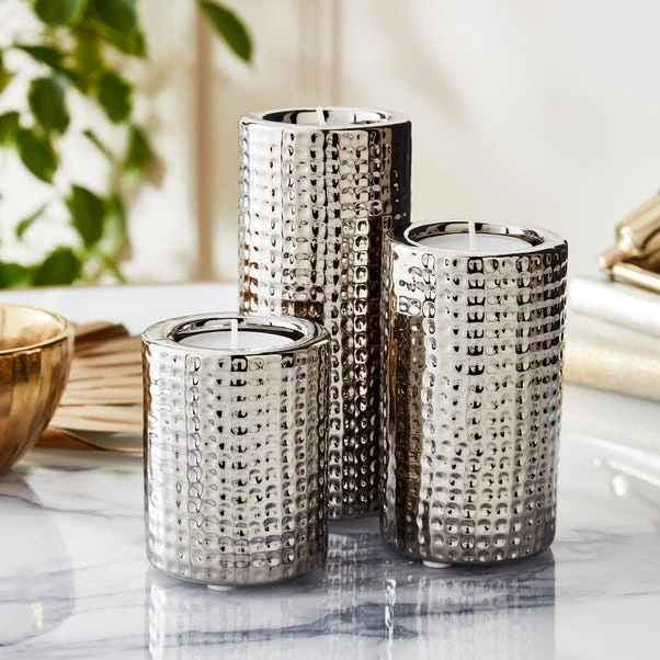 Set Of 3 Dimpled Tealight Holders - Image 6