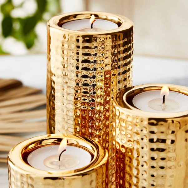 Set Of 3 Dimpled Tealight Holders - Image 3