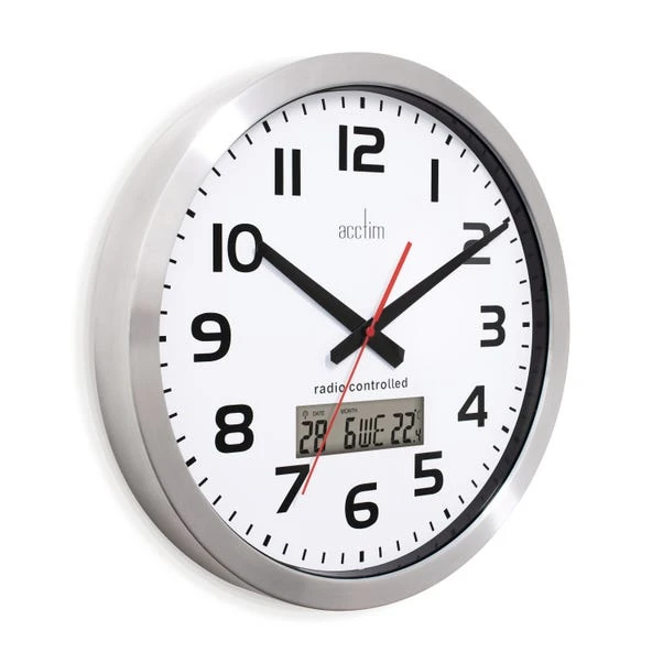Acctim Meridian Aluminium Digital Wall Clock - Image 2