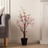 Artificial Pink Cherry Blossom Tree In Black Plant Pot
