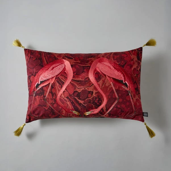 Flamingo Embroidery Cushion Magenta - Image 2