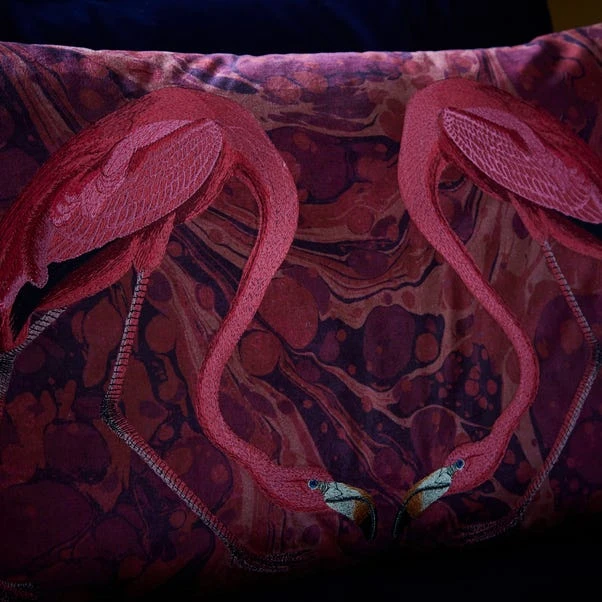 Flamingo Embroidery Cushion Magenta - Image 7