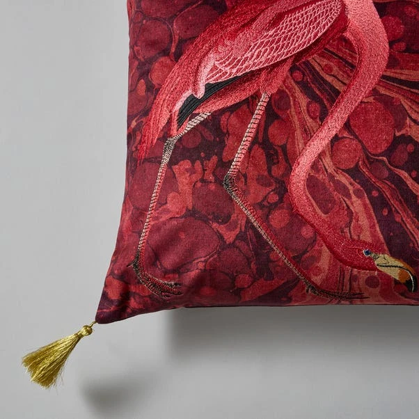 Flamingo Embroidery Cushion Magenta - Image 8