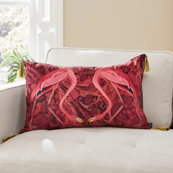 Flamingo Embroidery Cushion Magenta - Image 9