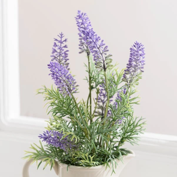 Artificial Lavender In Cream Ceramic Jug - Image 2