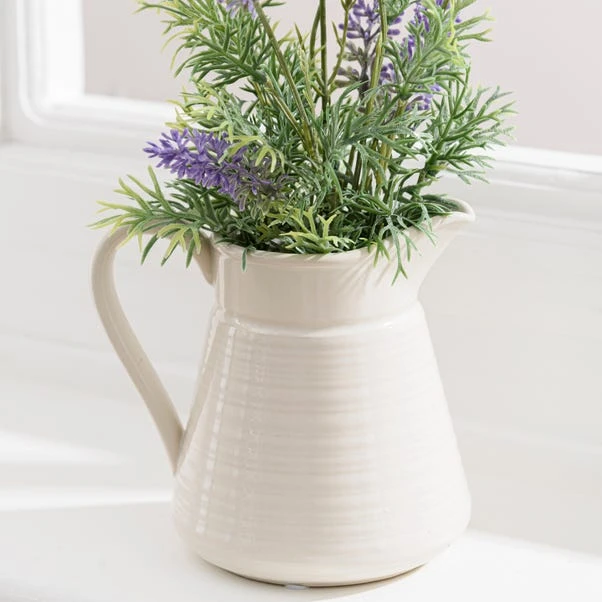 Artificial Lavender In Cream Ceramic Jug - Image 3