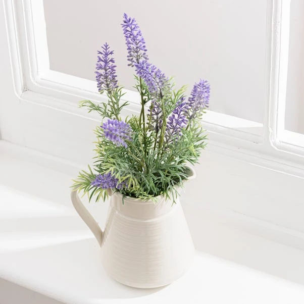 Artificial Lavender In Cream Ceramic Jug - Image 4