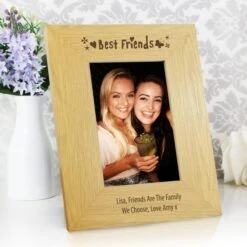 Personalised Oak Effect Best Friends Portrait Photo Frame