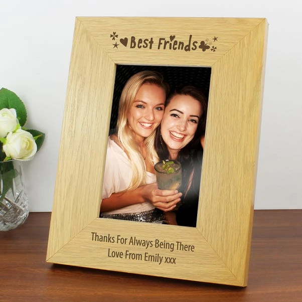 Personalised Oak Effect Best Friends Portrait Photo Frame - Image 2