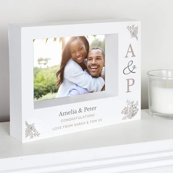 Personalised Couples Initials Landscape Box Photo Frame - Image 2