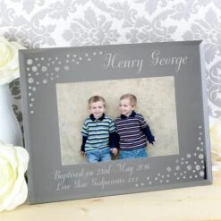 Personalised Diamante Glass Landscape Photo Frame
