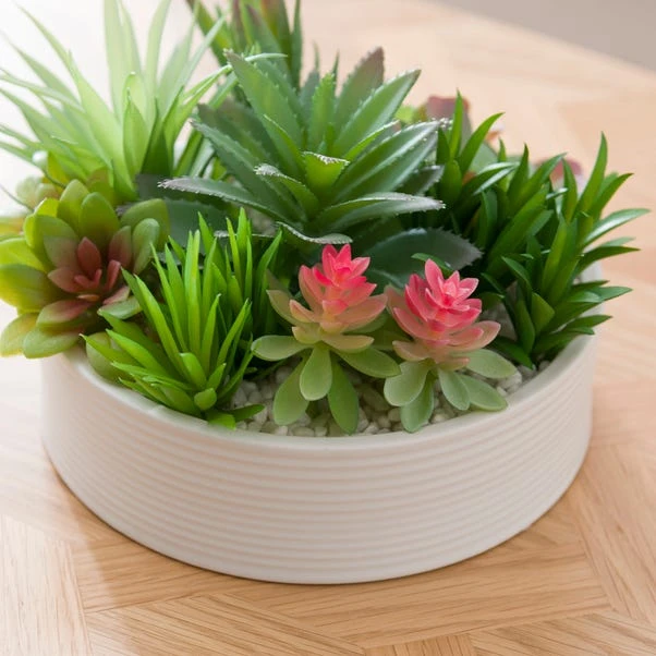 Artificial Succulent In Round Ceramic Plant Pot - Image 2
