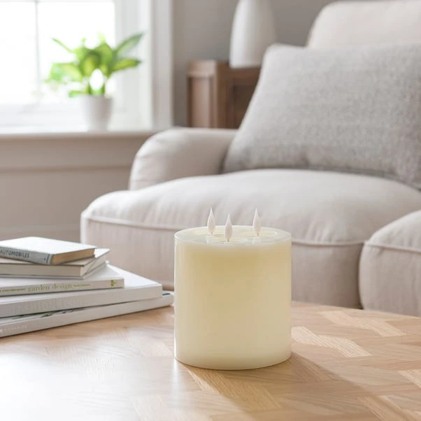 LED Wax Pool Multi Wick Pillar Candle - Image 2