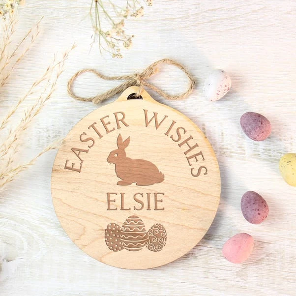 Personalised Easter Bunny Round Wooden Decoration - Image 3