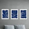 East End Prints Navy Plant Triptych Set Of 3 Prints By Alisa Galitsyna