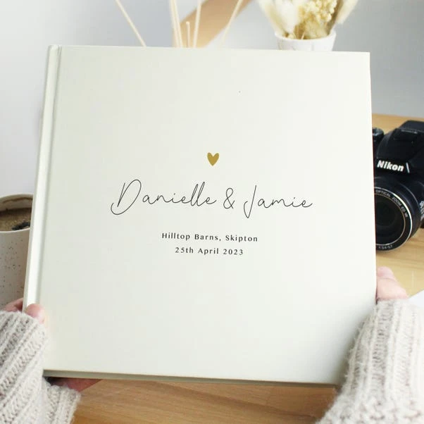 Personalised Gold Heart Couples Square Photo Album - Image 5