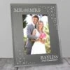 Personalised Mr And Mrs Diamante Glass Photo Frame