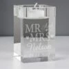 Personalised Mr And Mrs Glass Tealight Holder