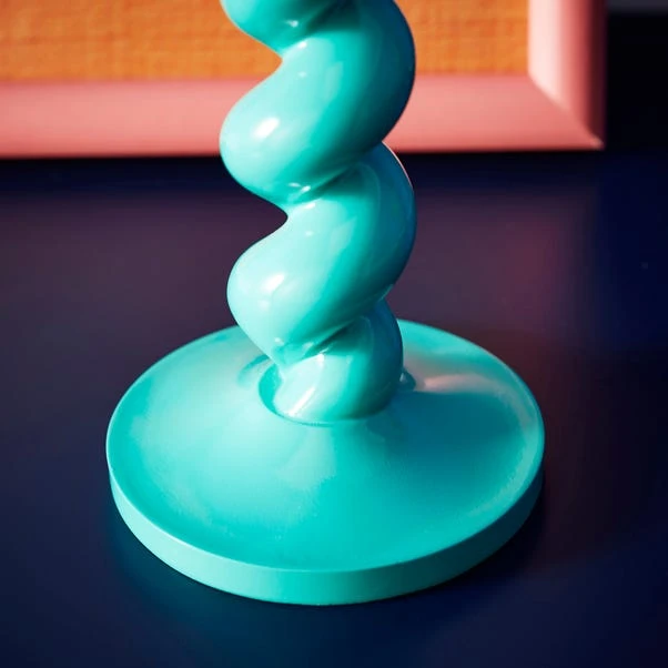 Sophie Robinson Turquoise Twisted Candlestick Holder - Image 2