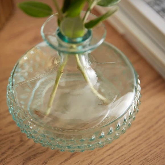 Botella Green Patterned Glass Bud Vase - Image 2