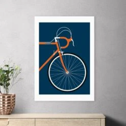 East End Prints Orange Coloured Race Bike Print By Bo Lundberg