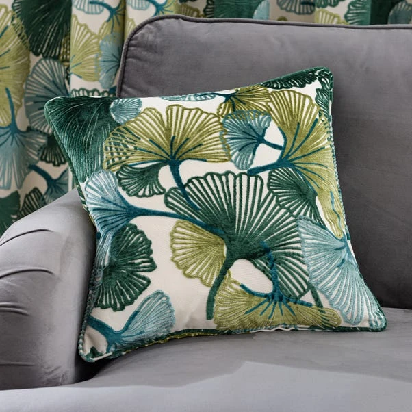 Gingko Cut Velvet Square Cushion - Image 7