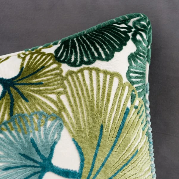 Gingko Cut Velvet Square Cushion - Image 9