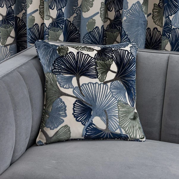 Gingko Cut Velvet Square Cushion - Image 4