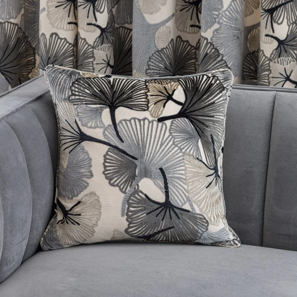 Gingko Cut Velvet Square Cushion
