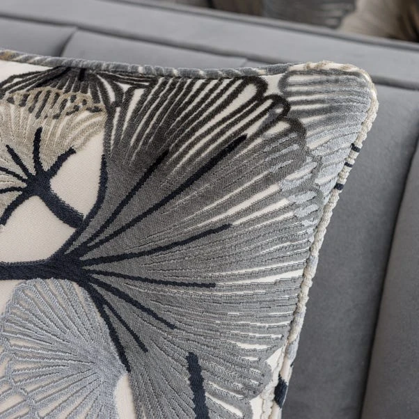 Gingko Cut Velvet Square Cushion - Image 3