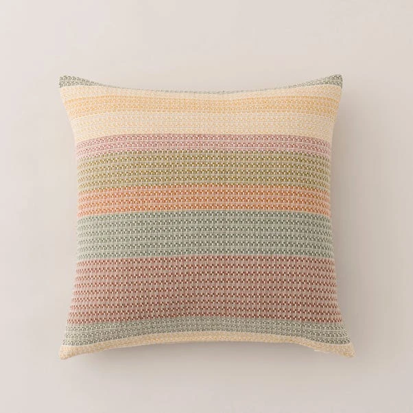 Woven Stripe Cotton Square Cushion Cover - Image 2