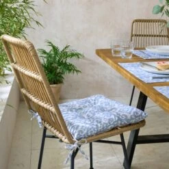 Light Blue Ikat Square Seat Pad