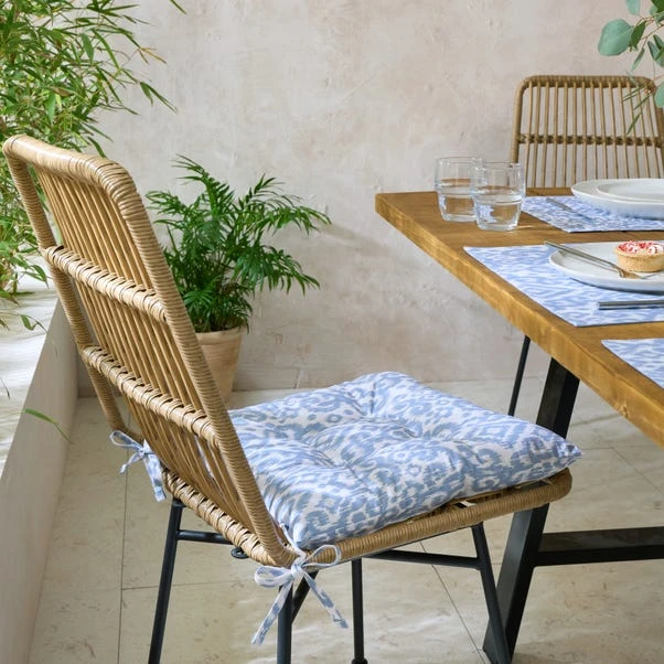 Light Blue Ikat Square Seat Pad