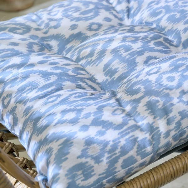 Light Blue Ikat Square Seat Pad - Image 3