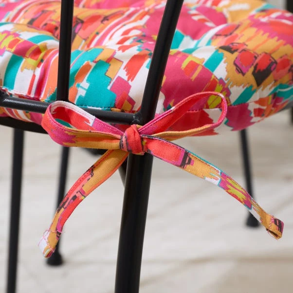 Pink Stripe Ikat Round Seat Pad - Image 3