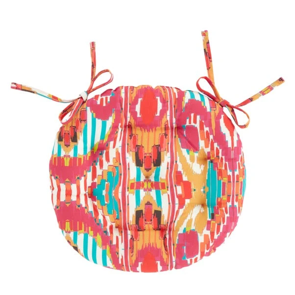 Pink Stripe Ikat Round Seat Pad - Image 4