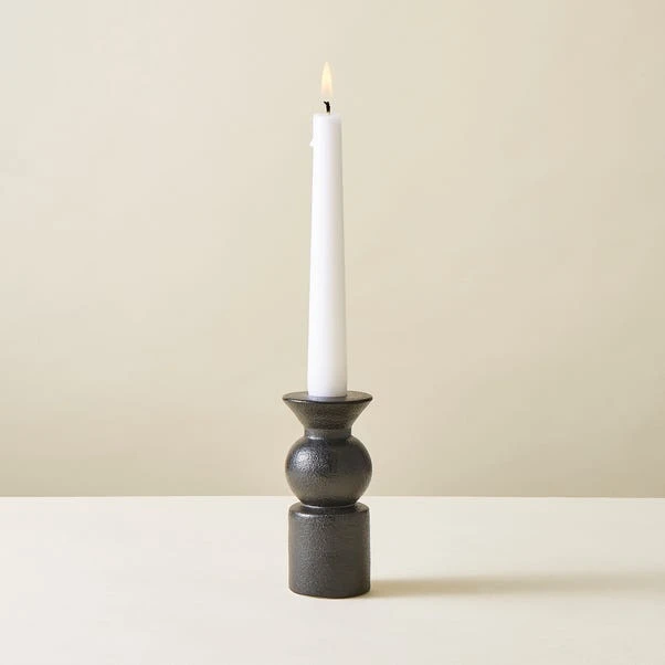 Black Ceramic Candlestick Holder
