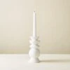 White Textured Ceramic Candlestick Holder
