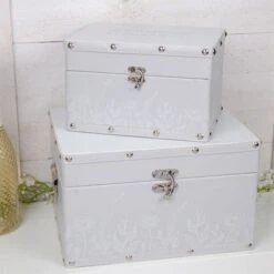 Set Of 2 Amore Wedding Keepsake Luggage Boxes