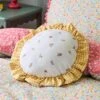 Yellow Gingham Round Cushion
