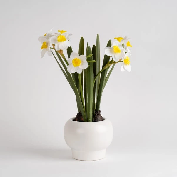 Artificial Daffodil Spray In Ceramic Plant Pot - Image 4